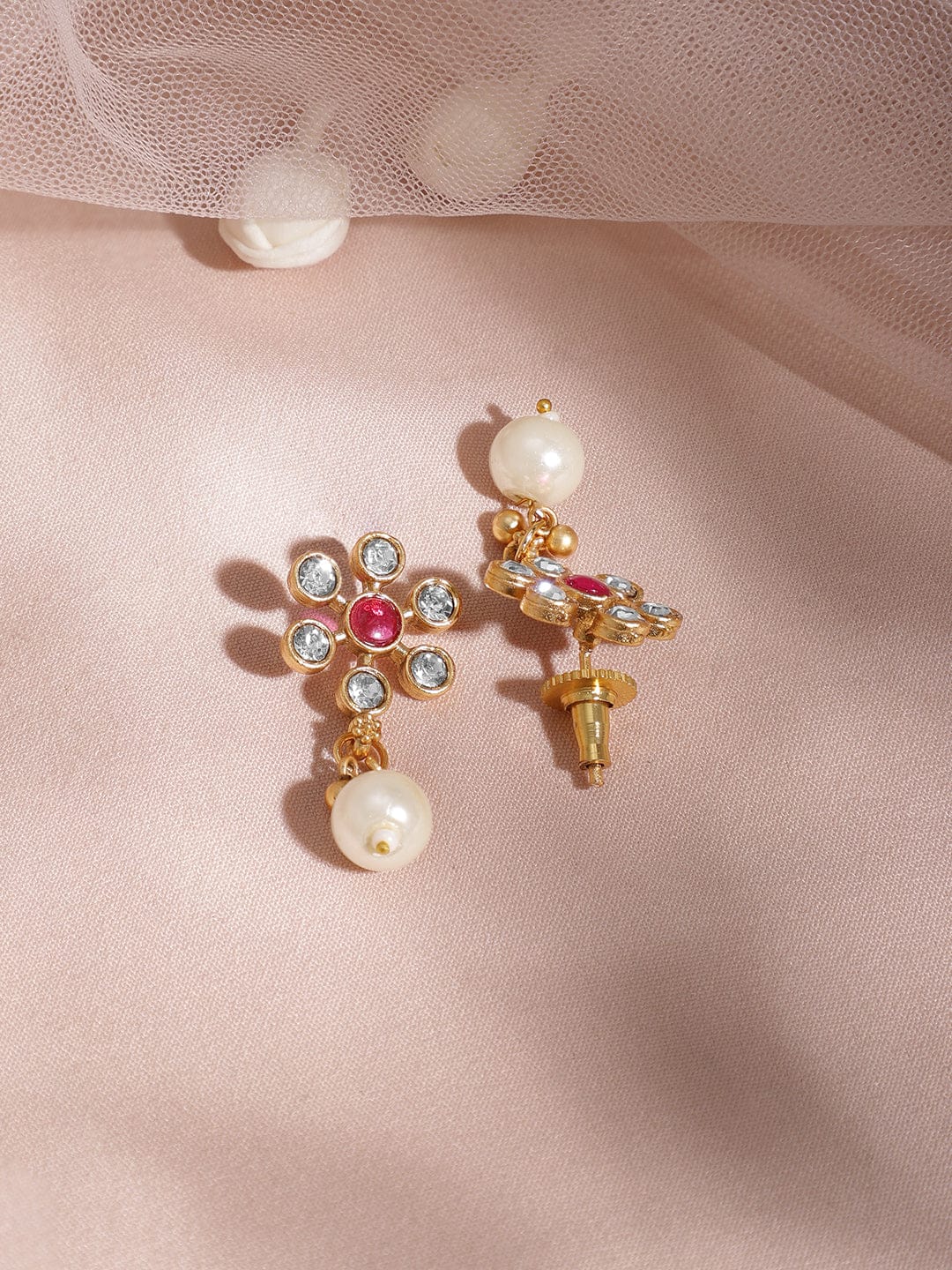 Floral Edge Necklace Set in Green Pink フリーサイズ