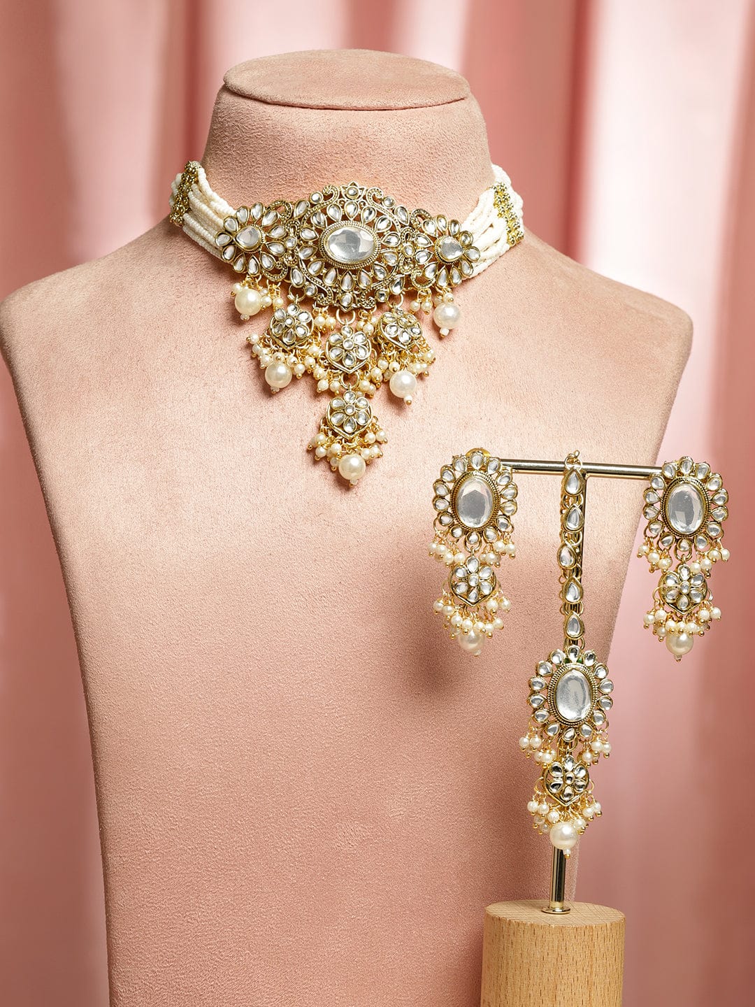 Eternal Pearl Kundan Choker Set フリーサイズ