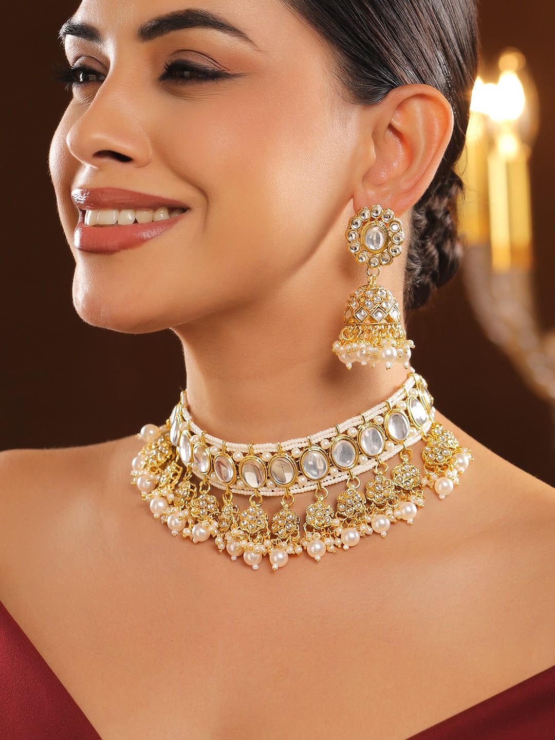 Golden Dawn of Kundan Necklace Set フリーサイズ