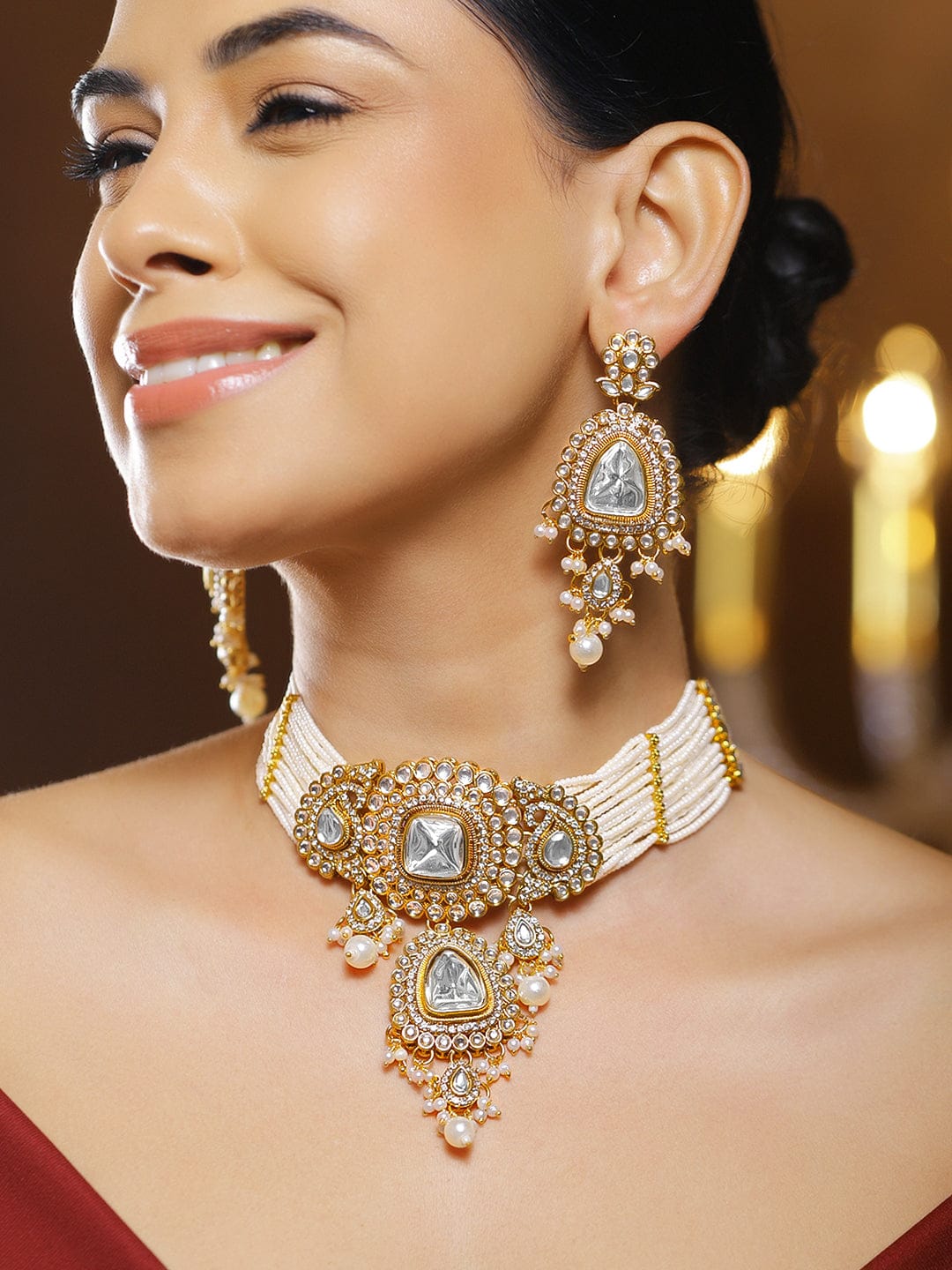 Golden Glow Edit Kundan Necklace Set フリーサイズ