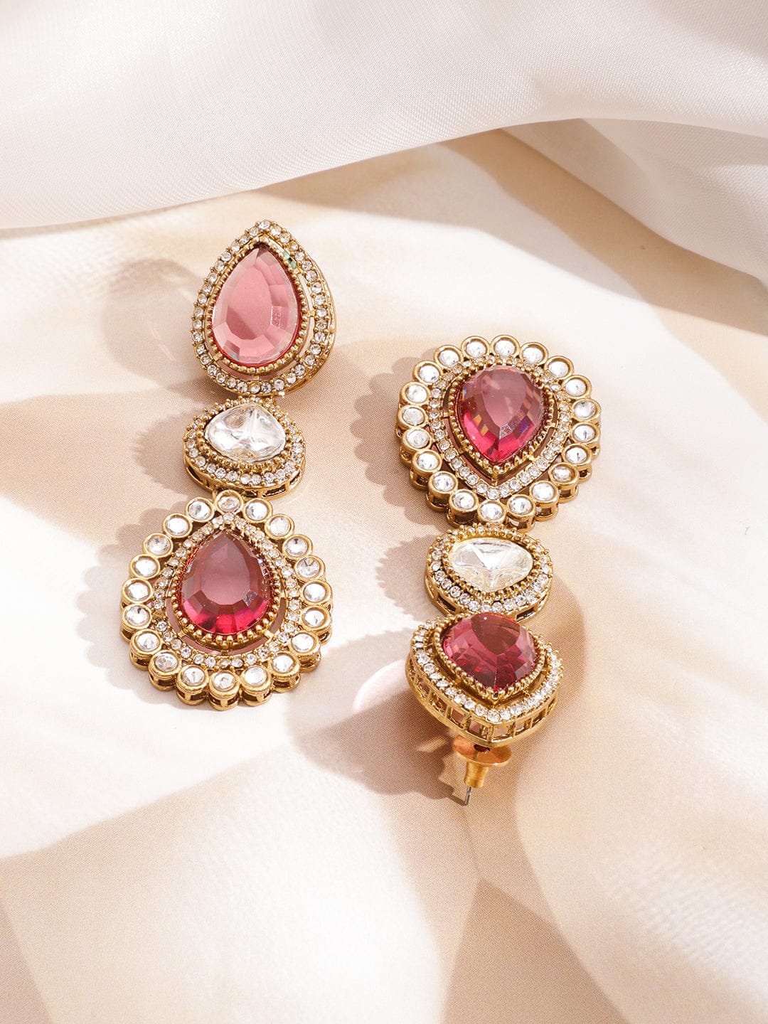 Rosy Pink Glow Necklace Set With Maangtikka フリーサイズ