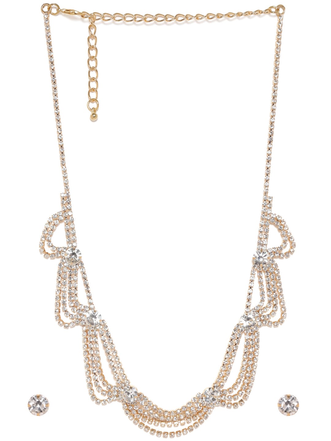 American Diamond Zirconia Necklace Set Gold