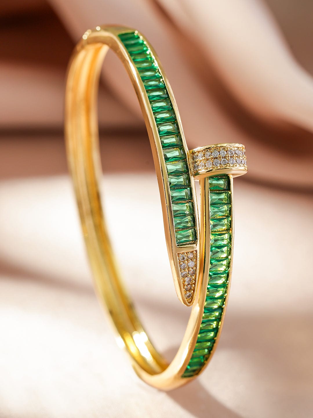 【Rubans】 Green Baguette Adjustable Cuff｜グリーン バゲット アジャスタブル カフブレスレット