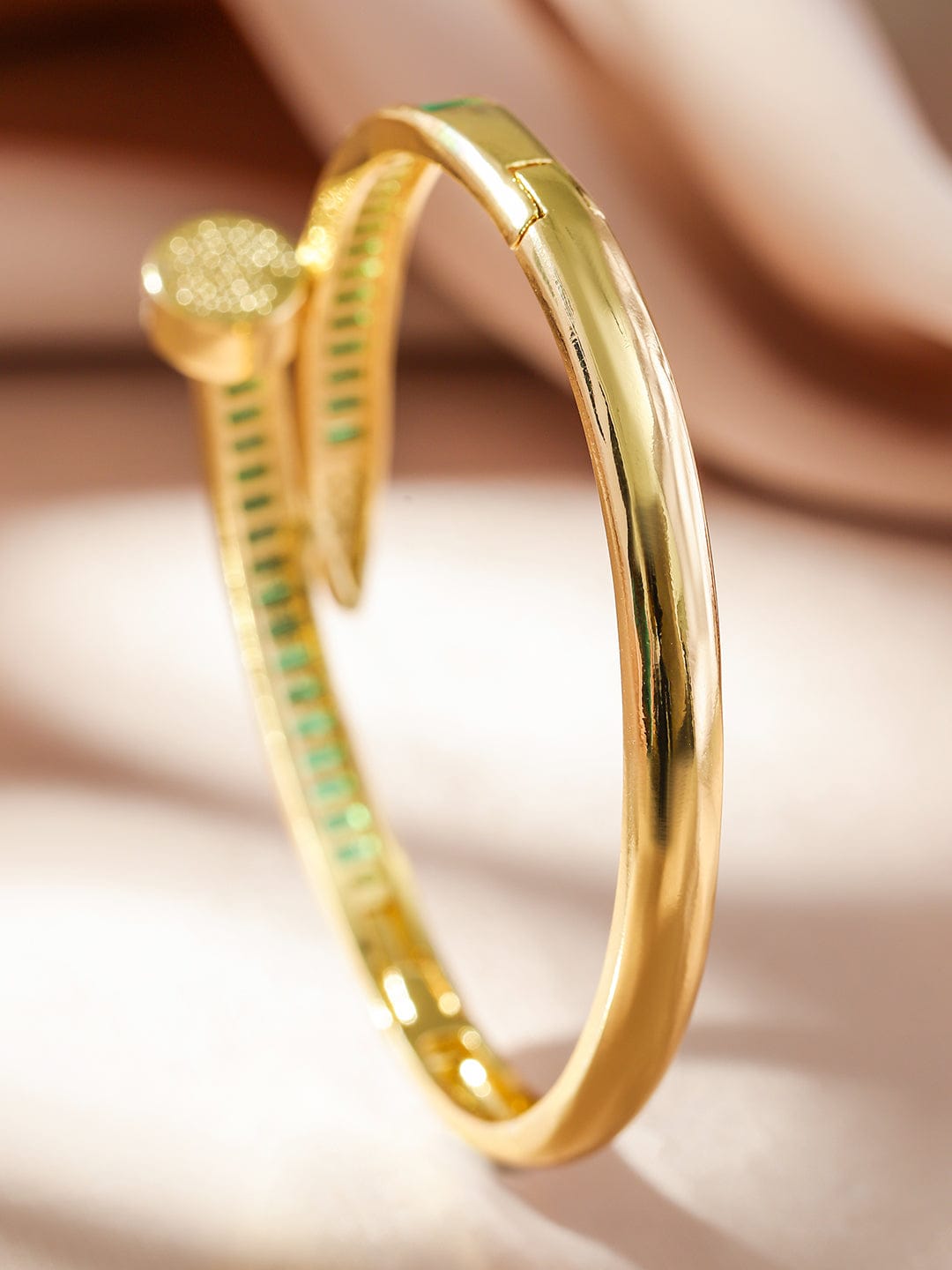 【Rubans】 Green Baguette Adjustable Cuff｜グリーン バゲット アジャスタブル カフブレスレット