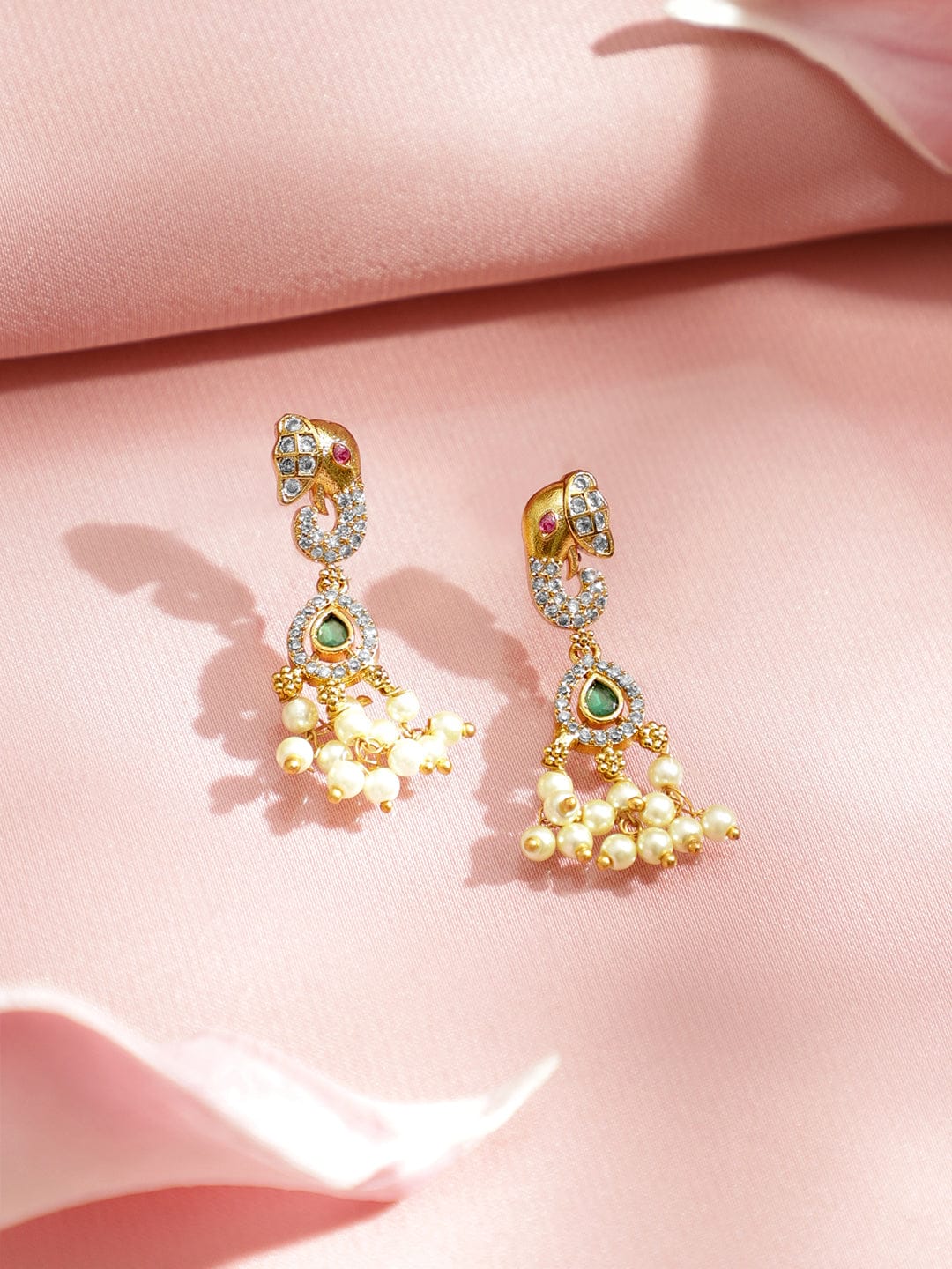 American Diamond Zirconia Temple Necklace Set フリーサイズ