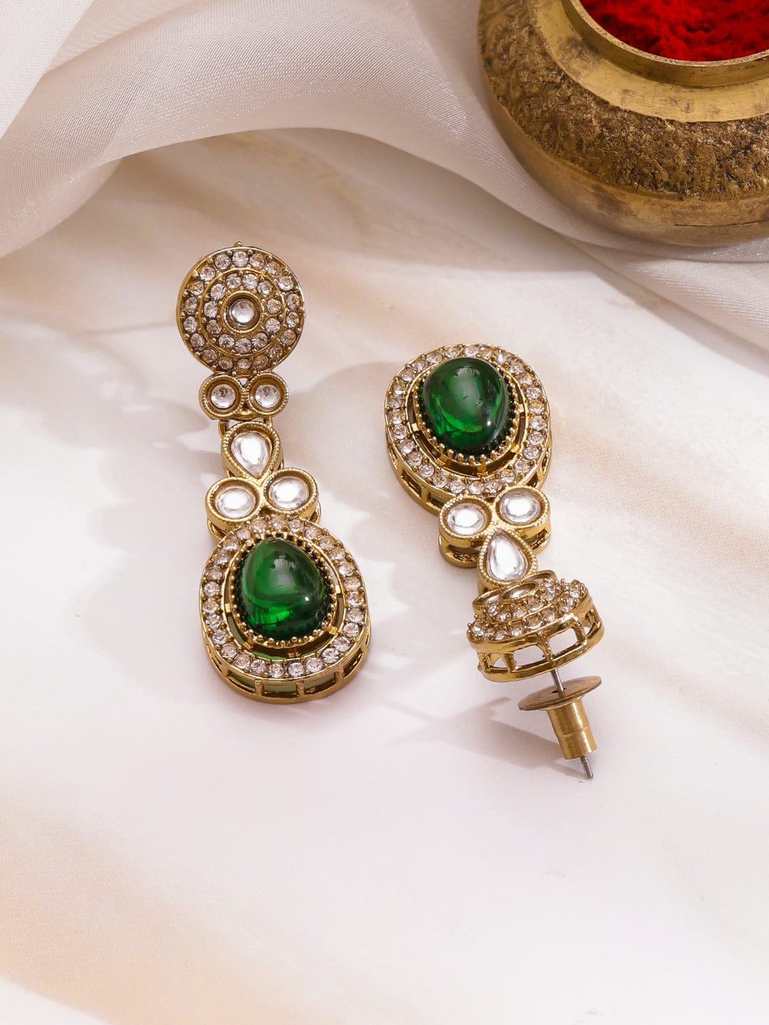 Festive Radiance Emerald Necklace Set フリーサイズ