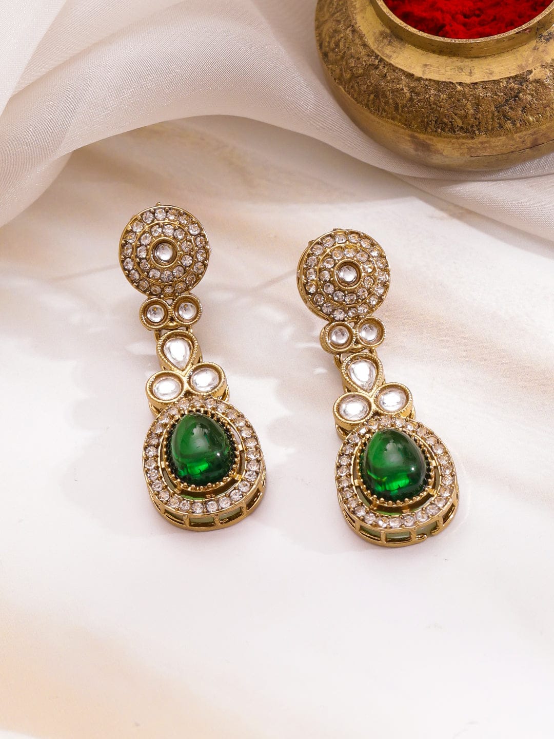Festive Radiance Emerald Necklace Set フリーサイズ