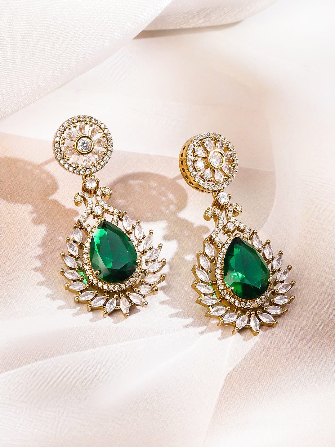 Green American Diamond Zirconia Necklace Set フリーサイズ