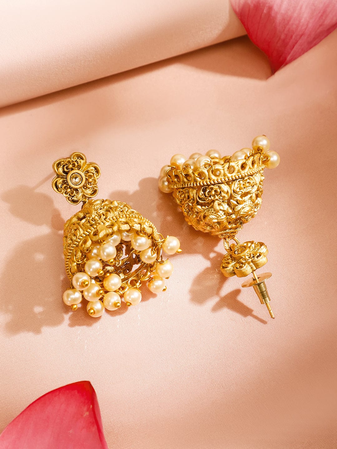 Enchanting Radha Krishna Temple Necklace Set Gold