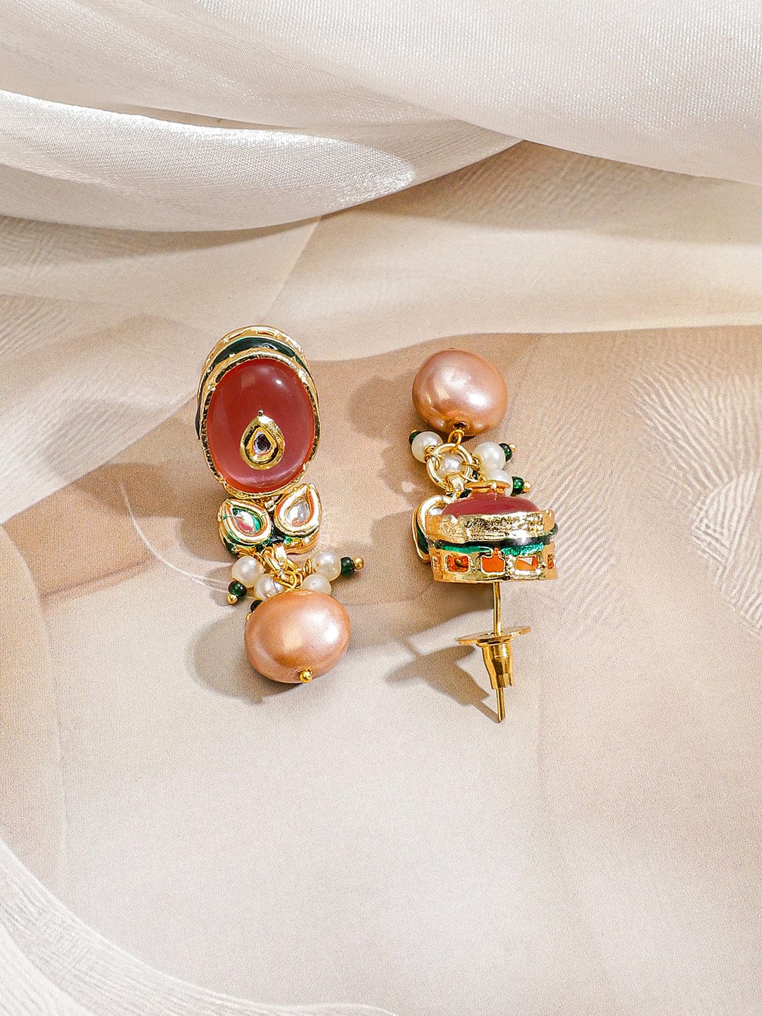 Multicolor Pearl Drop Necklace Set Gold