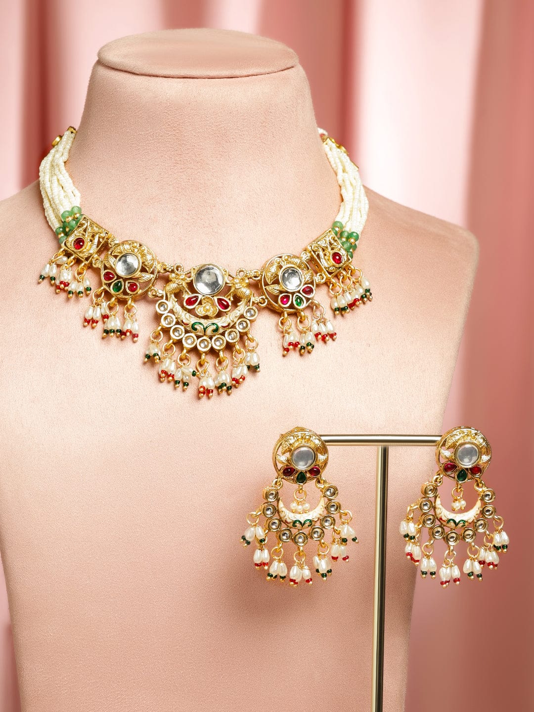 Royal Elephant Motif Necklace Set フリーサイズ