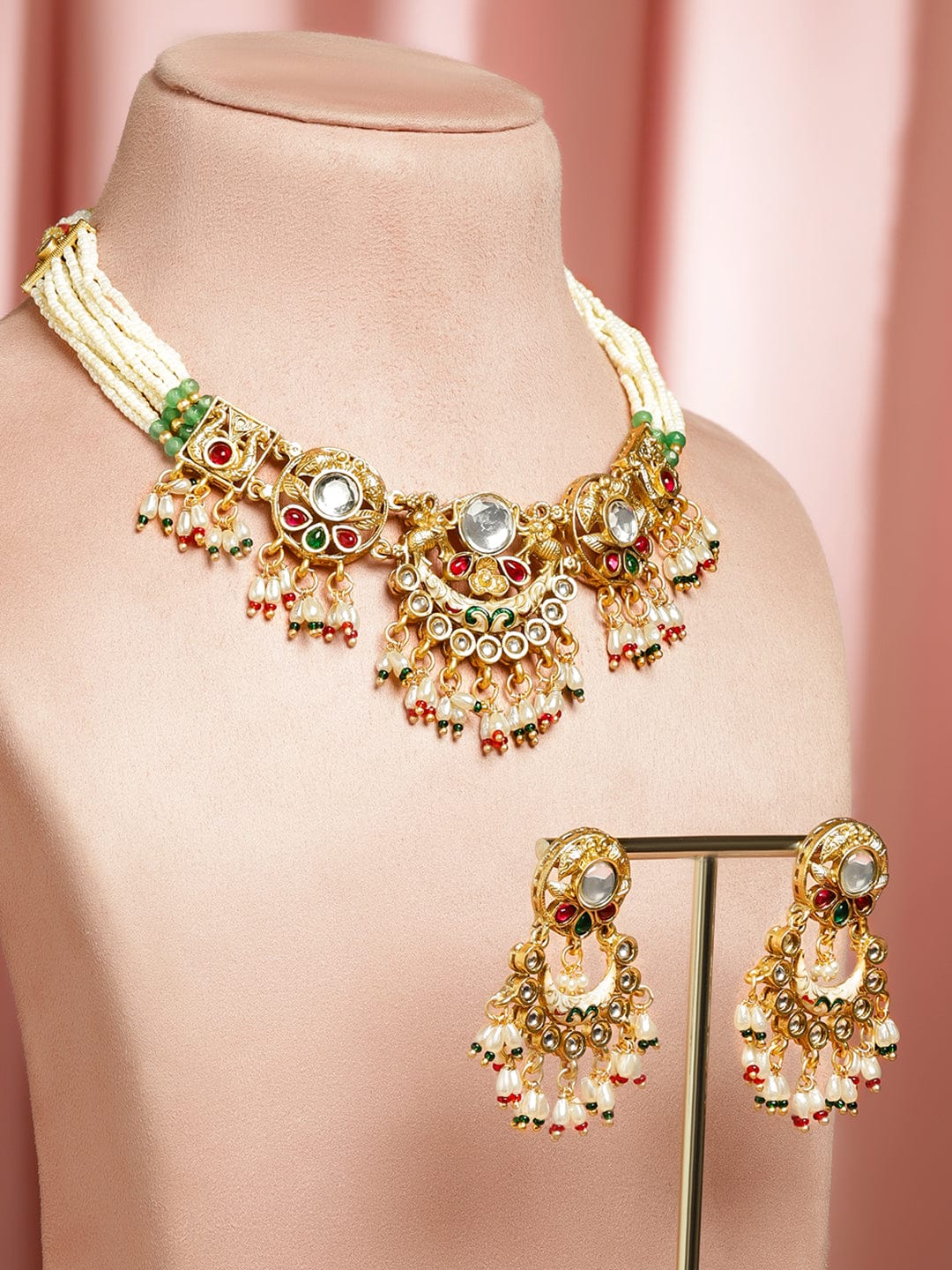 Royal Elephant Motif Necklace Set フリーサイズ