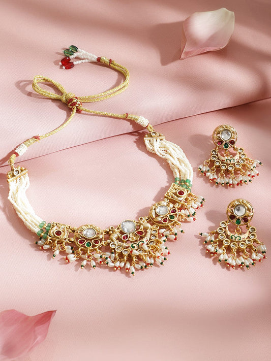 Royal Elephant Motif Necklace Set フリーサイズ