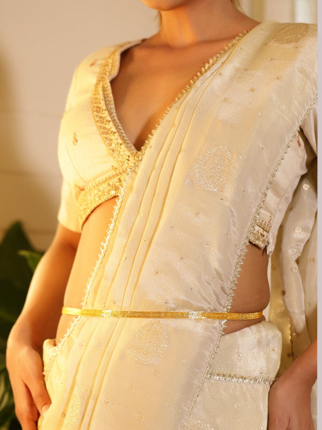 Rubans 22k Gold-Plated Handcrafted Mesh Chain Traditional Kamarbandh Gold