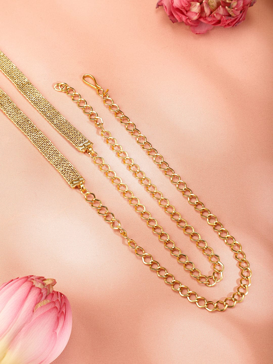 Rubans 22k Gold-Plated Handcrafted Mesh Chain Traditional Kamarbandh Gold