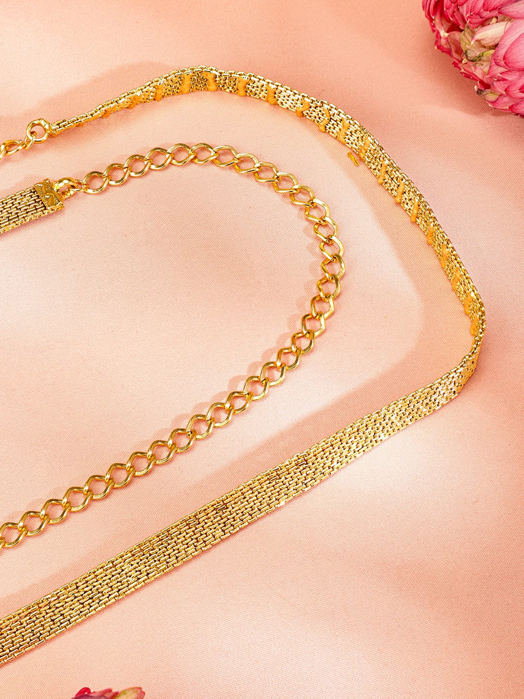 Rubans 22k Gold-Plated Handcrafted Mesh Chain Traditional Kamarbandh Gold
