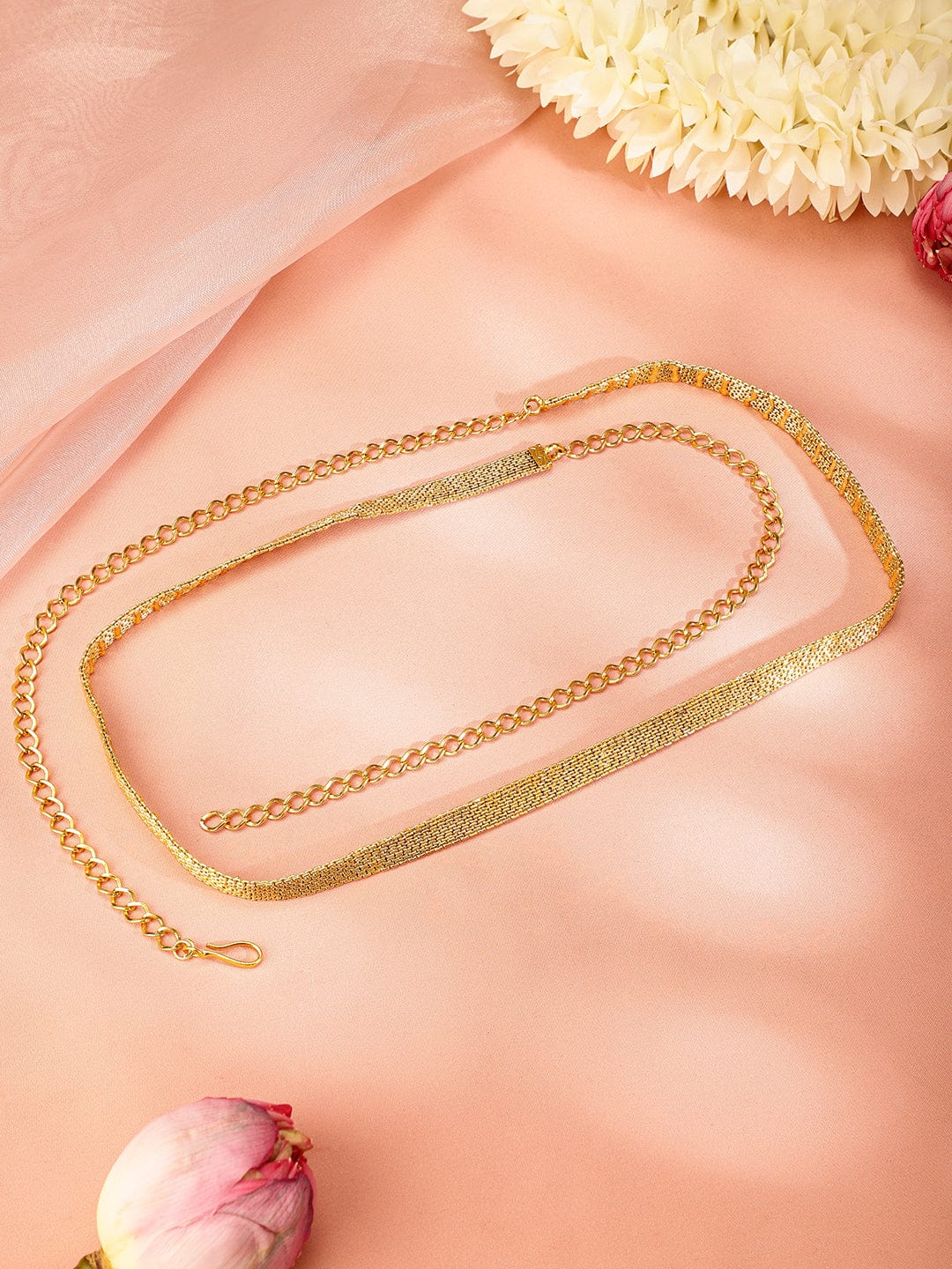 Rubans 22k Gold-Plated Handcrafted Mesh Chain Traditional Kamarbandh Gold