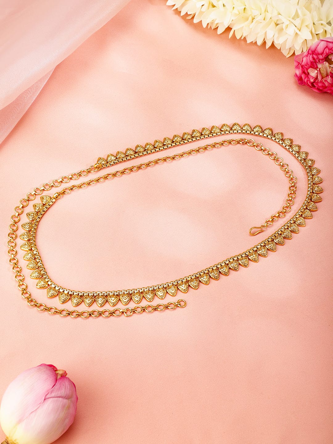 Rubans 22K Gold-Plated Handcrafted Traditional Leaf Motif Kamarbandh Gold