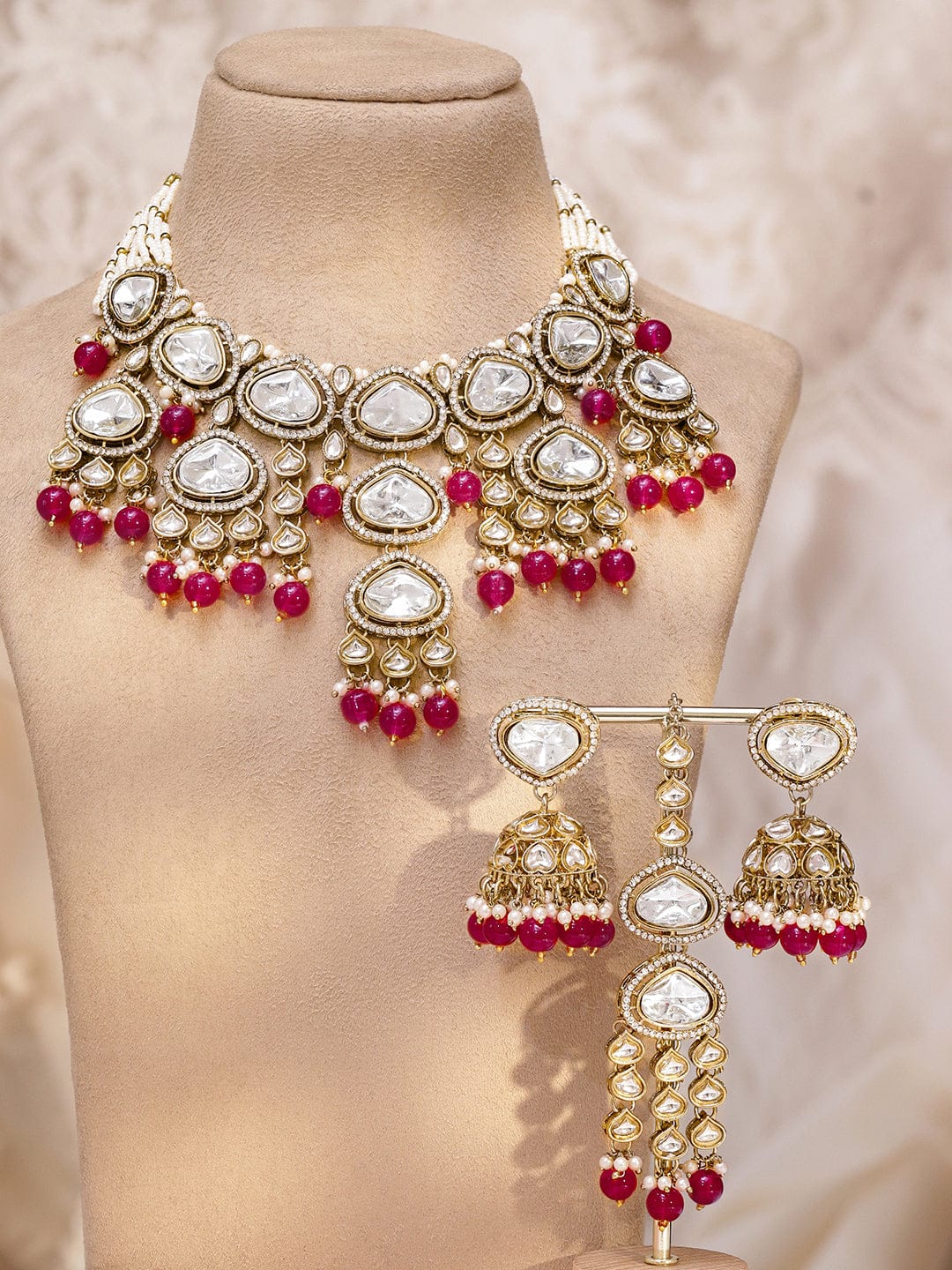 Royal Kundan & Pink Necklace Set フリーサイズ