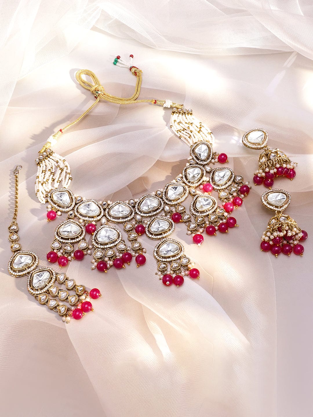 Royal Kundan & Pink Necklace Set フリーサイズ