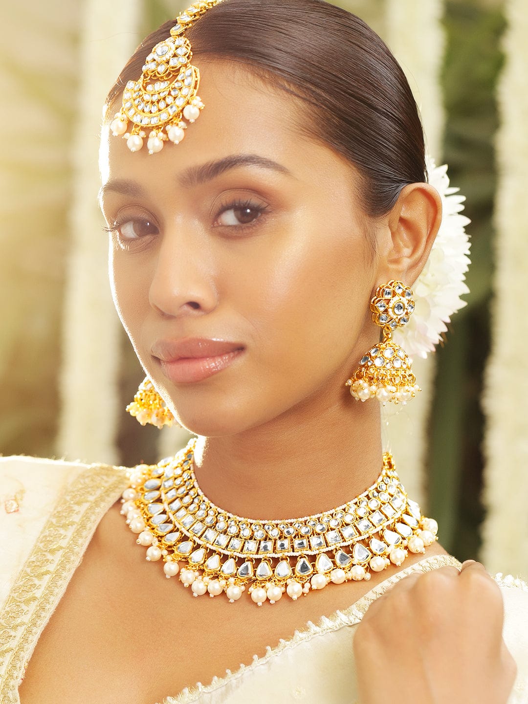 New Age Queen Kundan Necklace Set Gold