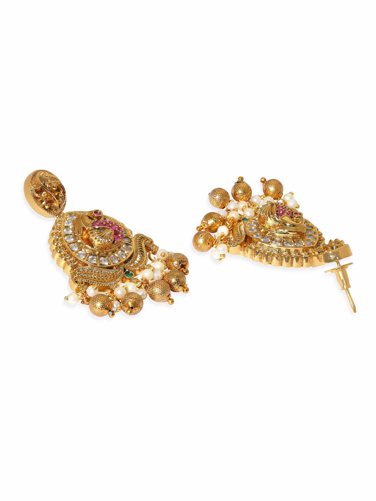 Gold Beads American Diamond Zirconia Necklace Set Gold