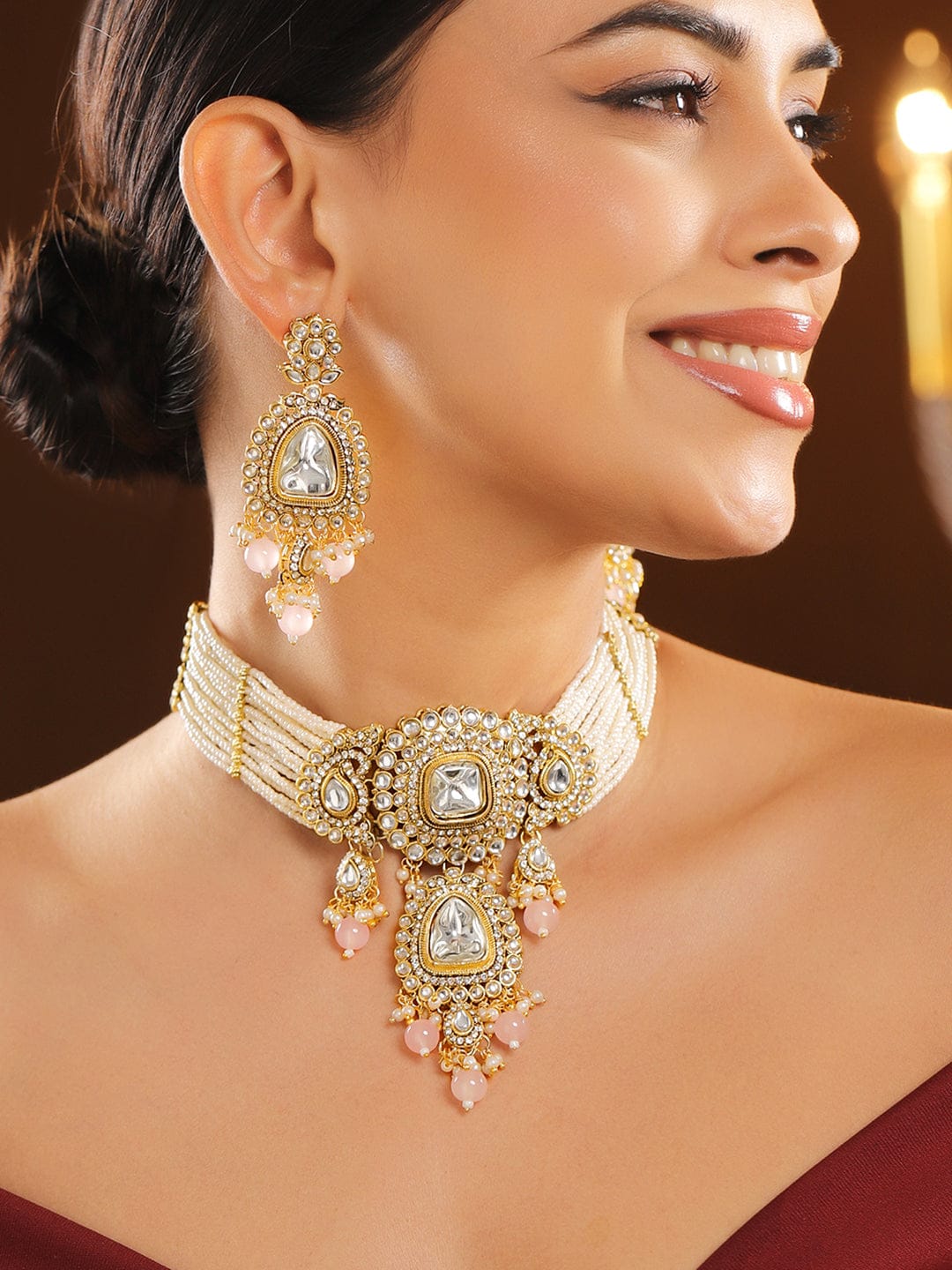 Polki Inspired Kundan Choker Set フリーサイズ