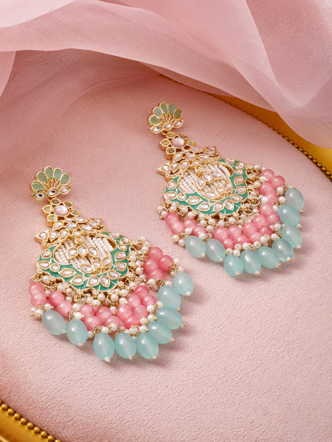 Graceful Color Play Kundan Dangler Gold