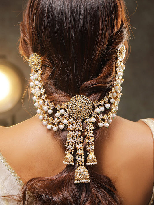 Luminous Kundan Hair Brooch Gold