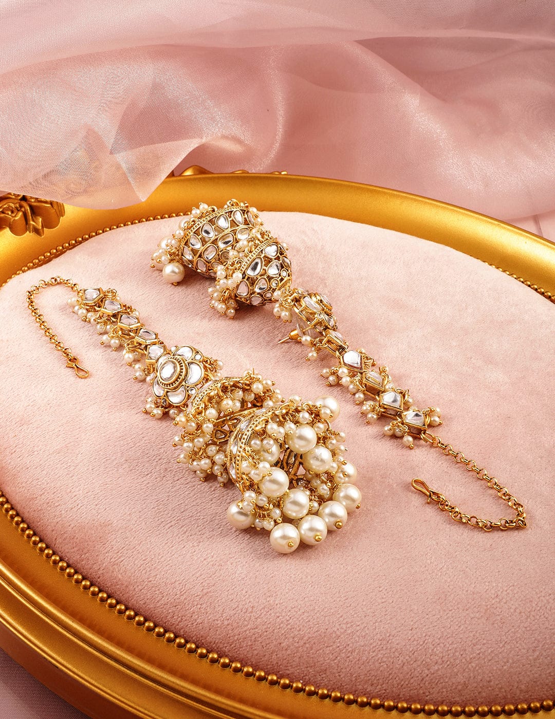Luxurious Kundan Layered Jhumka フリーサイズ