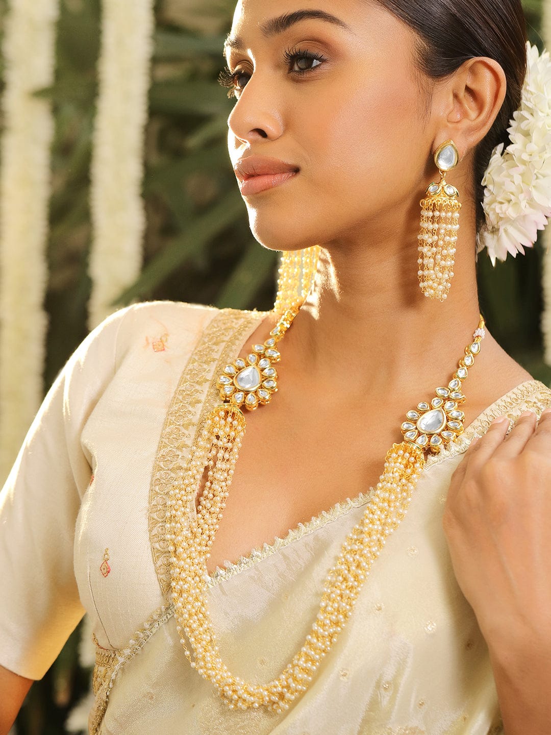 Golden Hour Kundan Pearl Necklace Set Gold