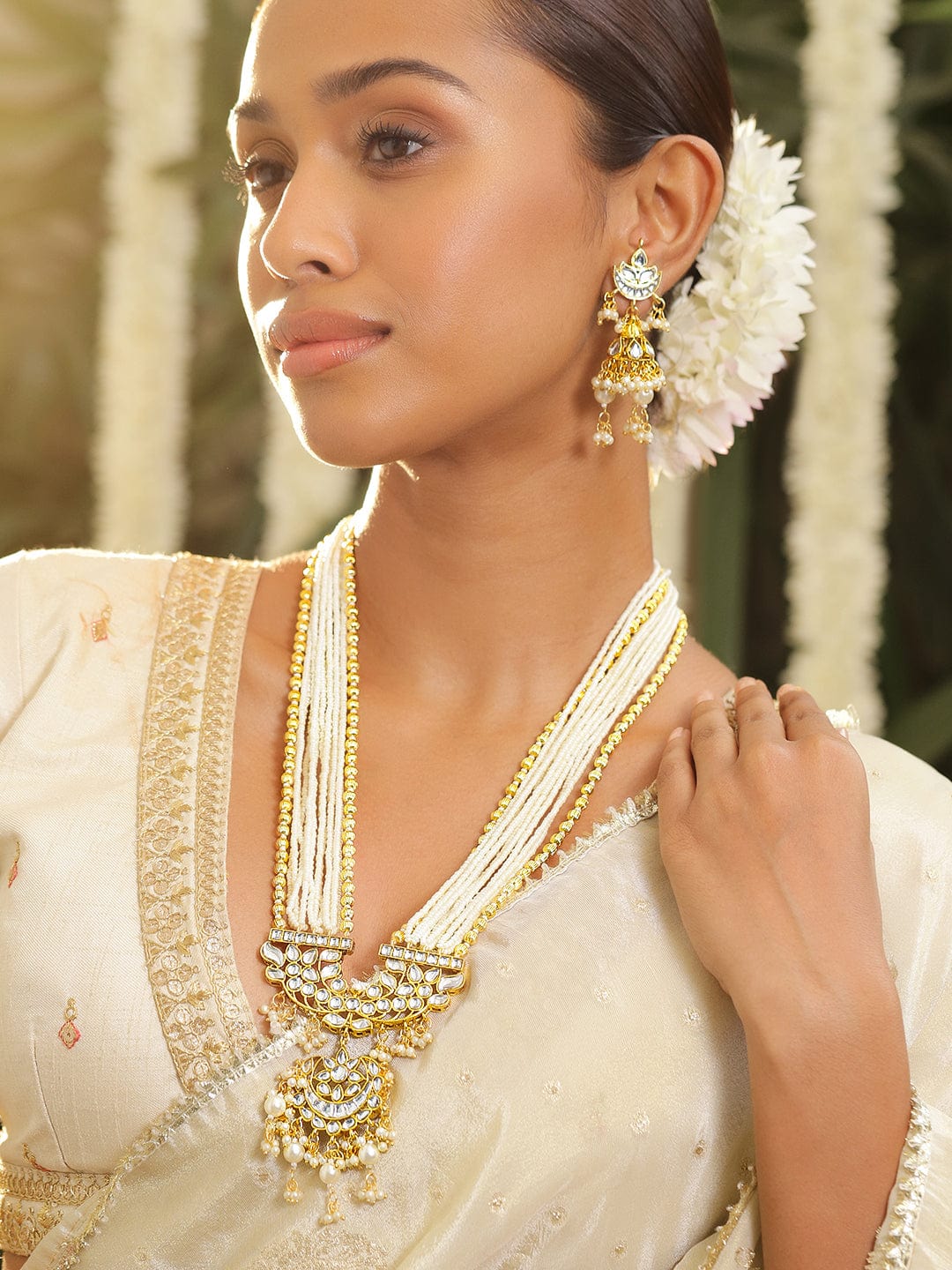 Pearls Fell in Love Kundan Necklace Set フリーサイズ