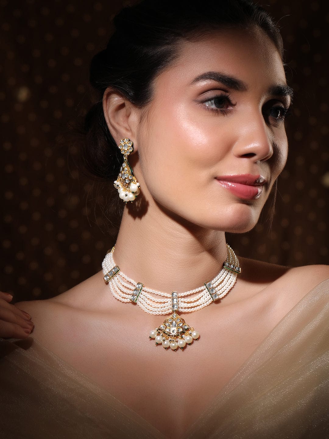 White Empire Kundan Pearl Choker Set White