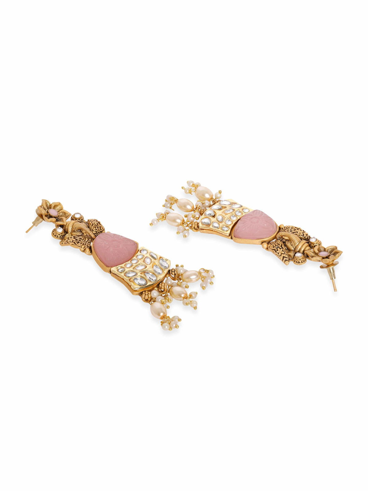 Artistry in Bloom Kundan Pearl Dangler Gold