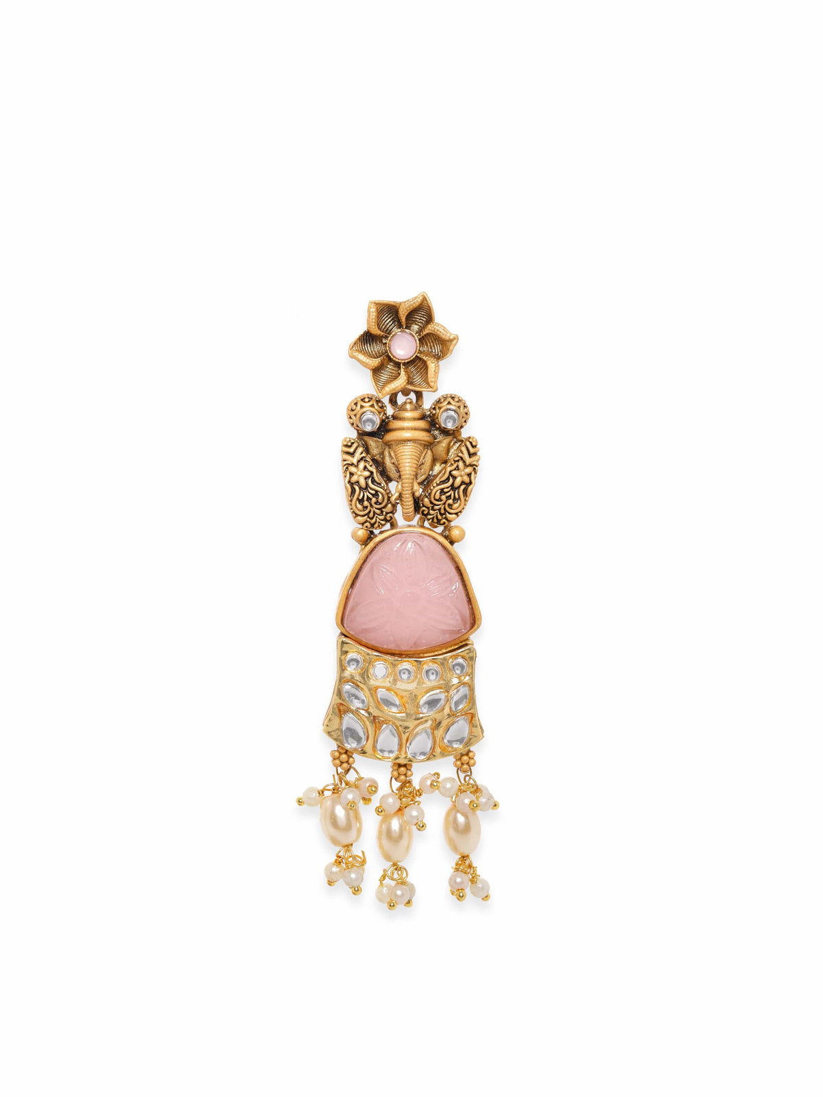 Artistry in Bloom Kundan Pearl Dangler Gold