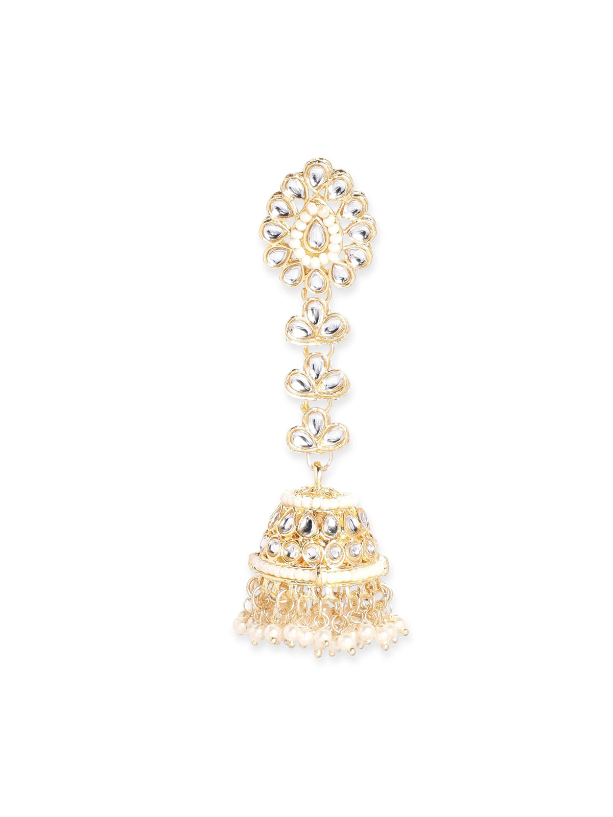Creamy Hues Kundan Jhumka Gold