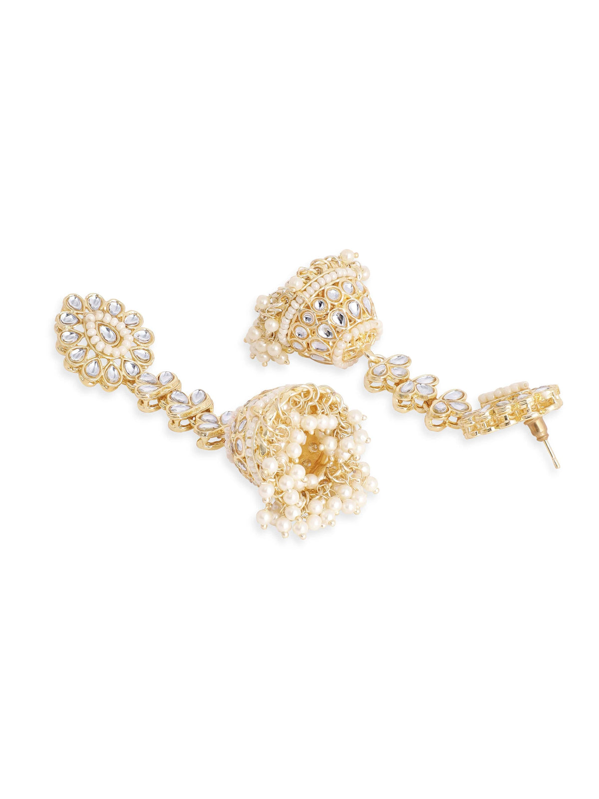 Creamy Hues Kundan Jhumka Gold