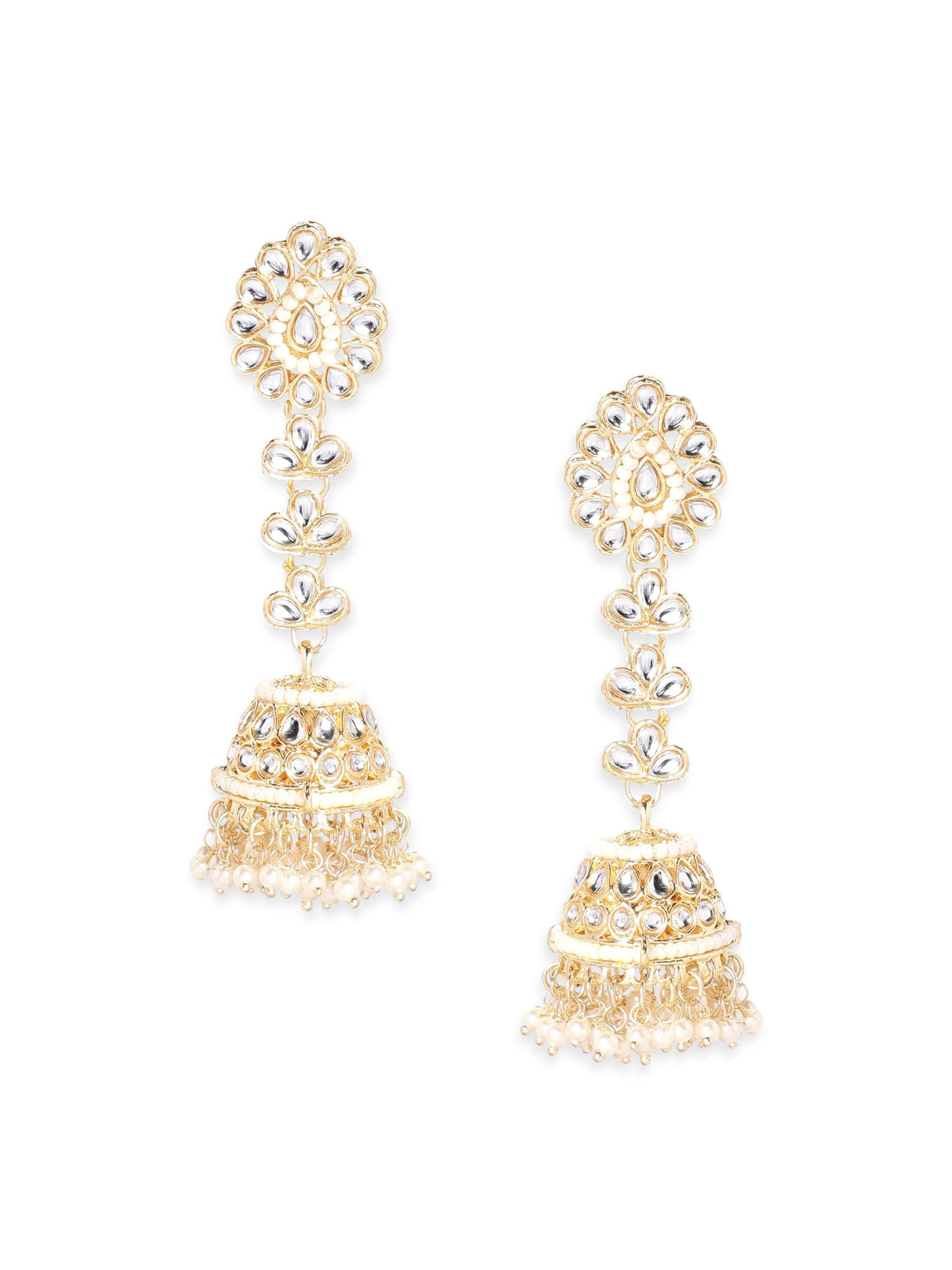 Creamy Hues Kundan Jhumka Gold