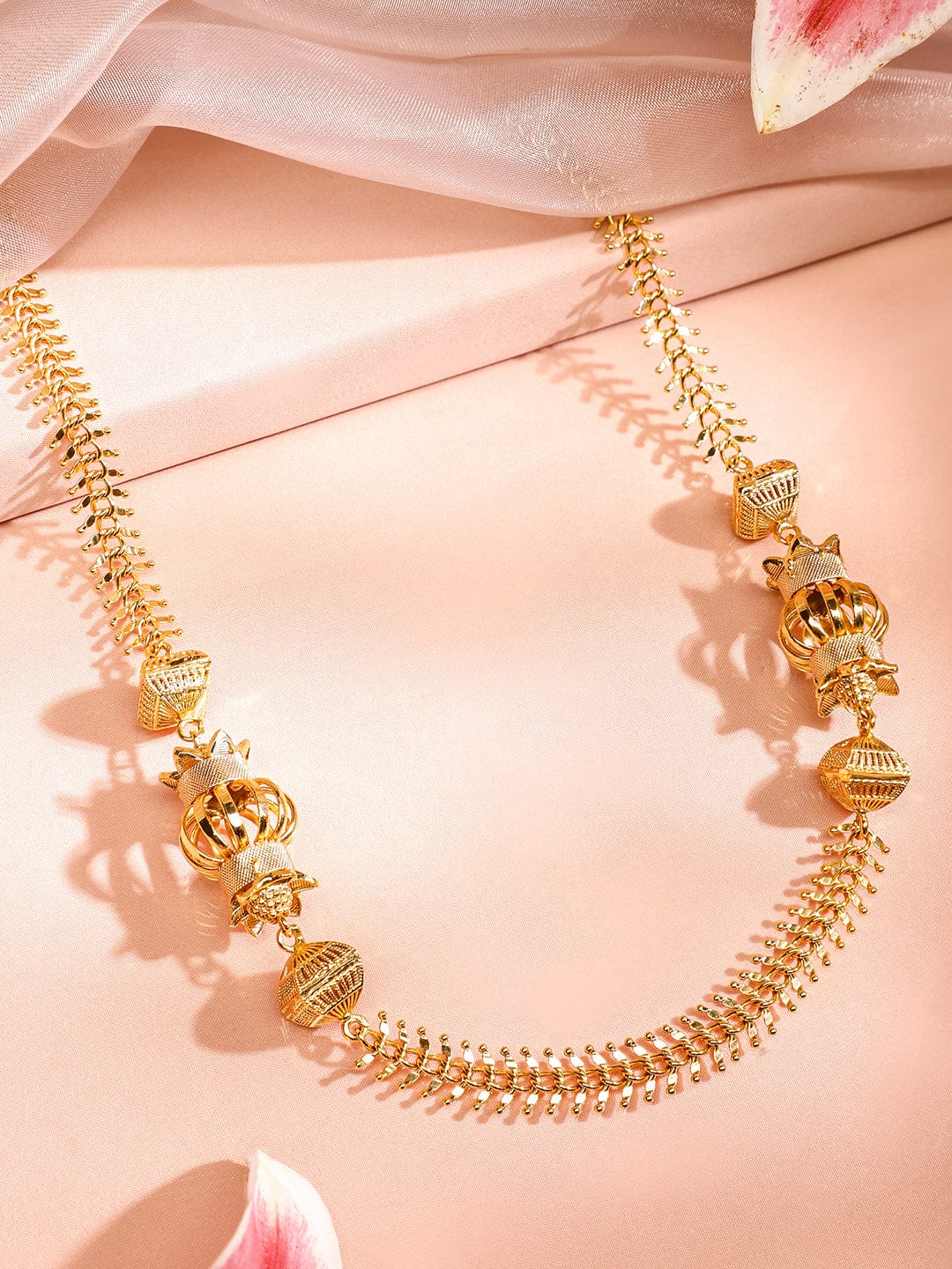 Radiant Golden Beads Necklace Chain Design 2