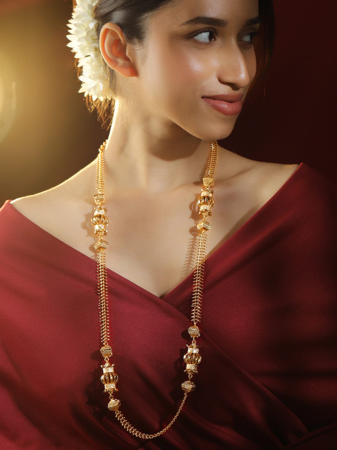 Radiant Golden Beads Necklace Chain Design 2