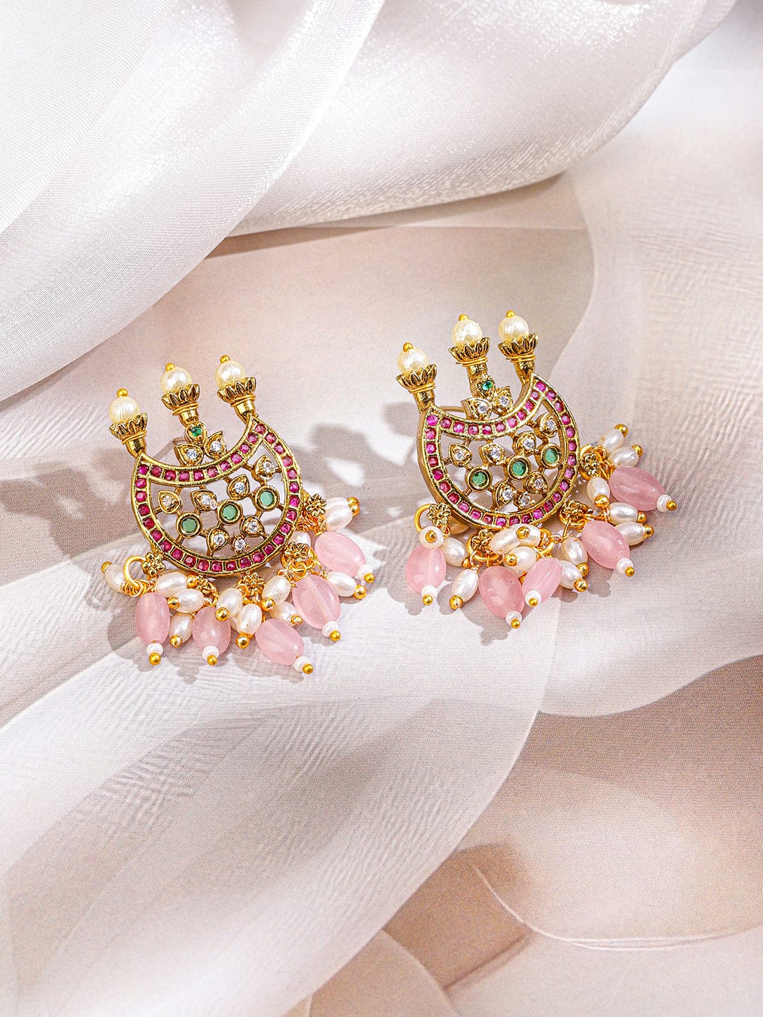 Multicolor Studded Pink Beads Necklace Set フリーサイズ