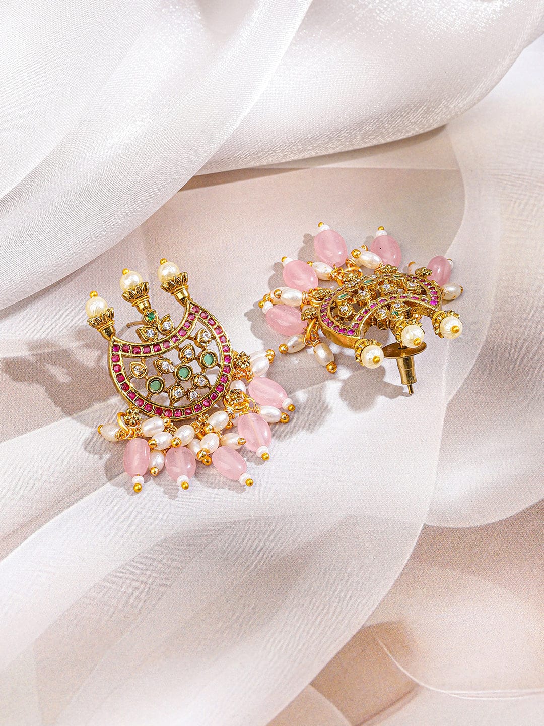 Multicolor Studded Pink Beads Necklace Set フリーサイズ
