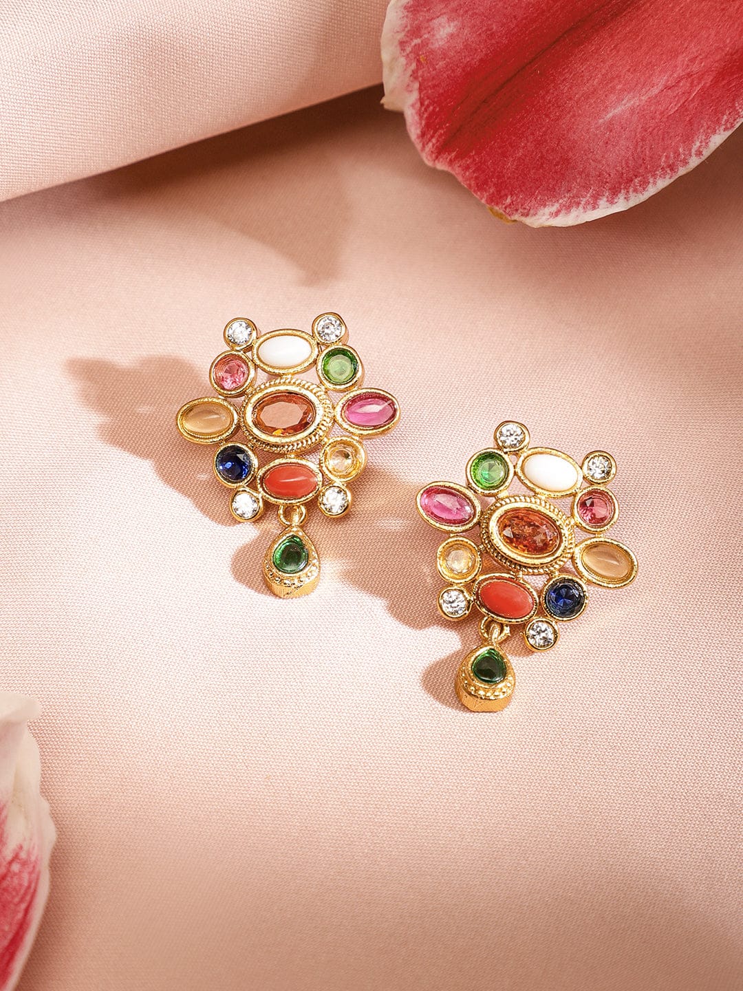 Multicolor Studded Necklace Set Multicolor