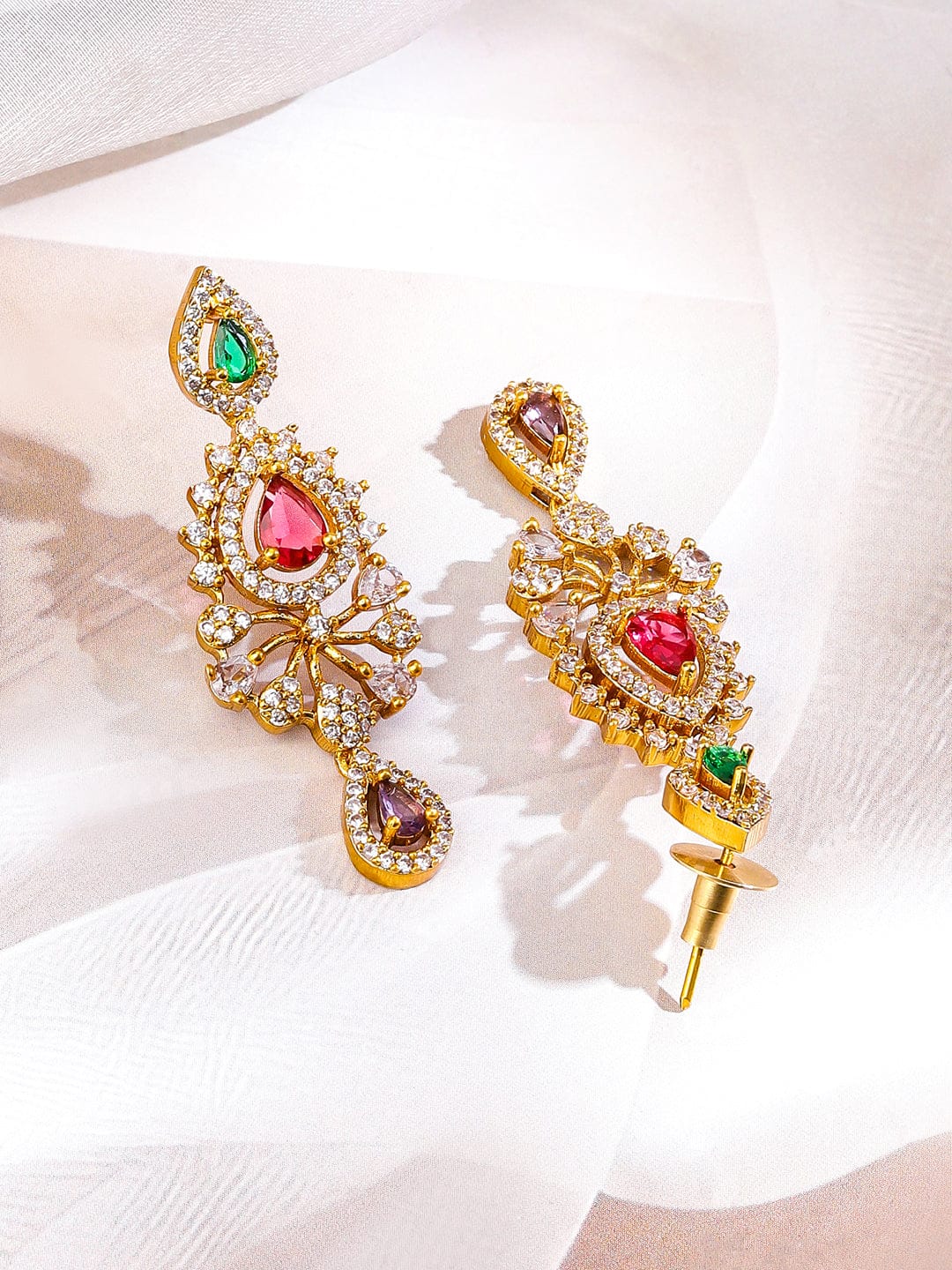 Multicolor Necklace Set With American Diamond Zirconia フリーサイズ