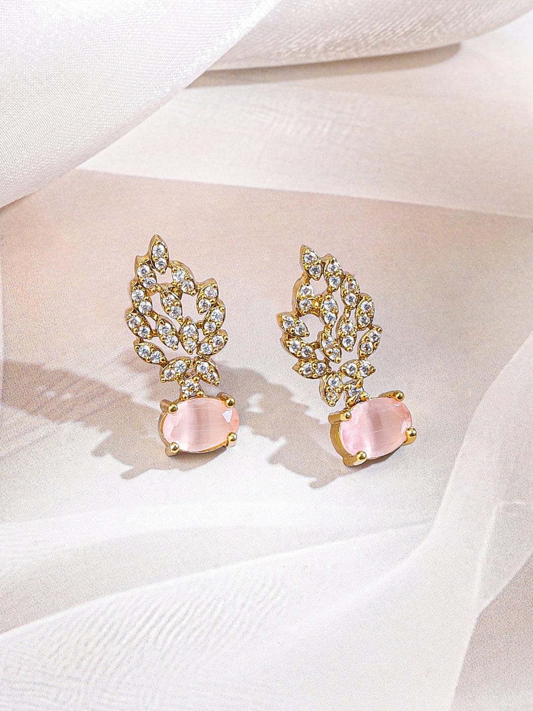 Pink American Diamond Zirconia Studded Necklace Set フリーサイズ