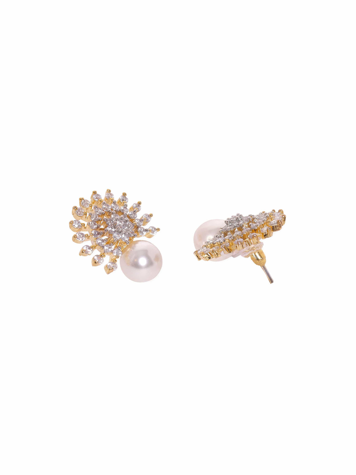 Pearl Drop American Diamond Zirconia Necklace Set Gold
