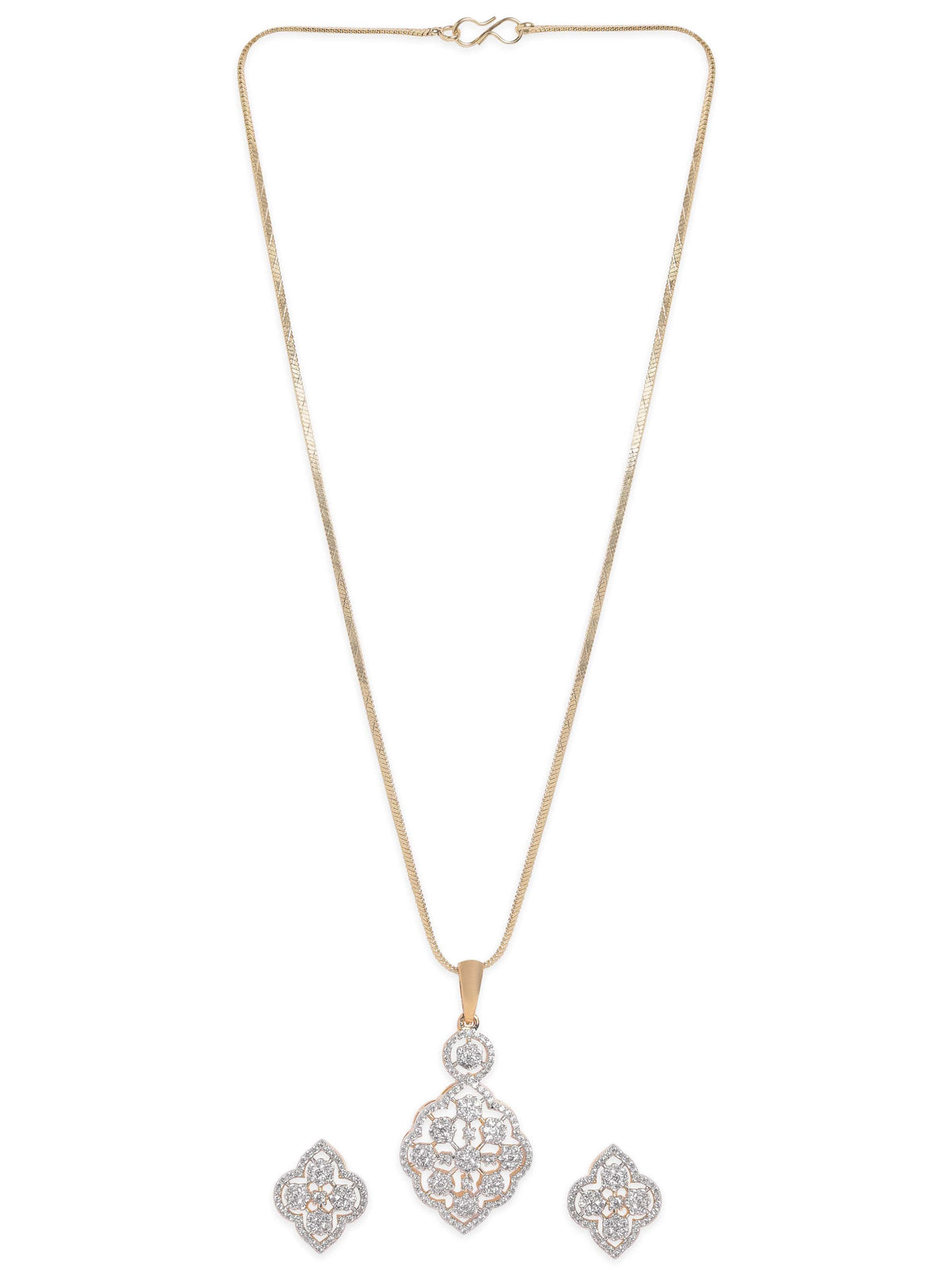 Gold Necklace Set in American Diamond Zirconia Gold