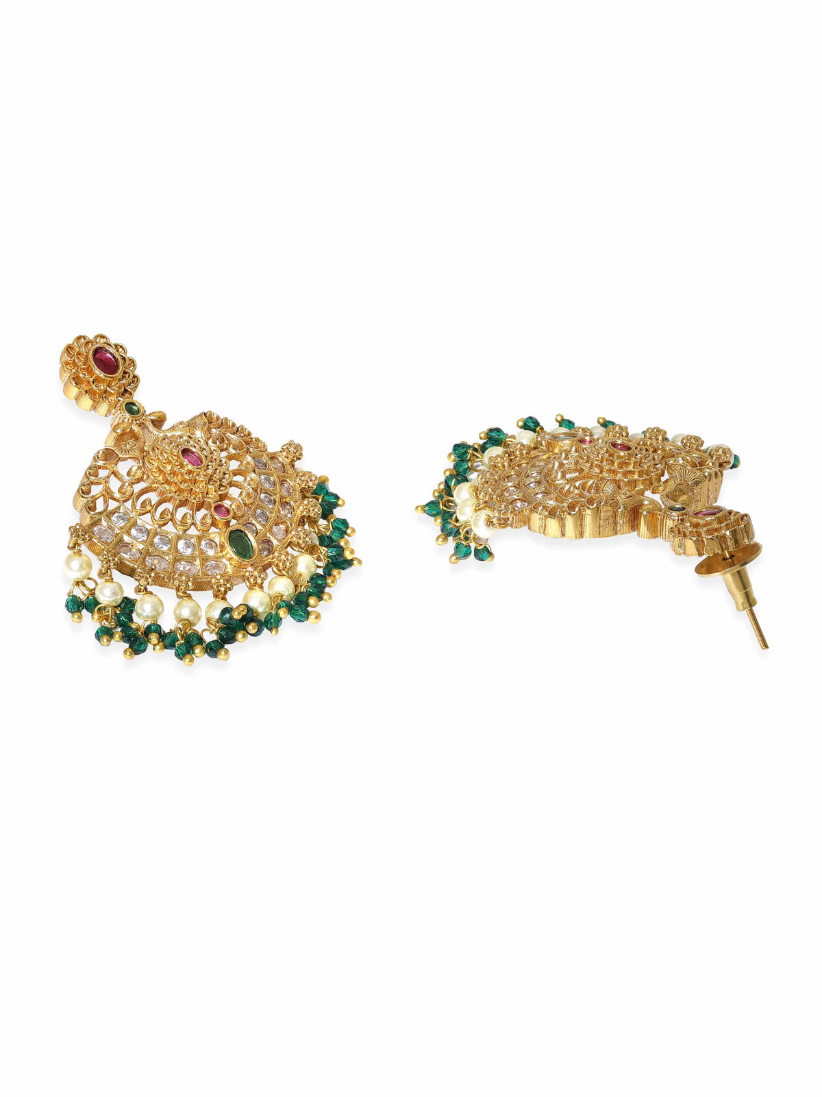 Multicolor Studded Pearl Beaded Necklace Set Multi Color