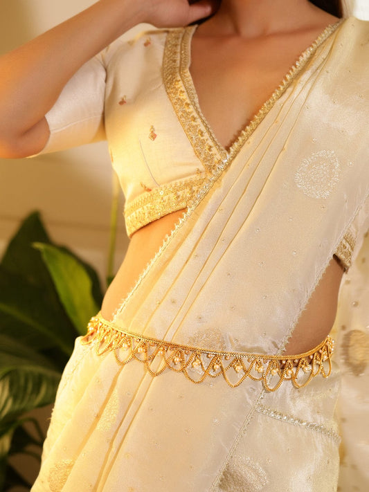 Rubans 22k Gold-Plated Pearl Beaded Handcrafted Traditional Kamarbandh Gold