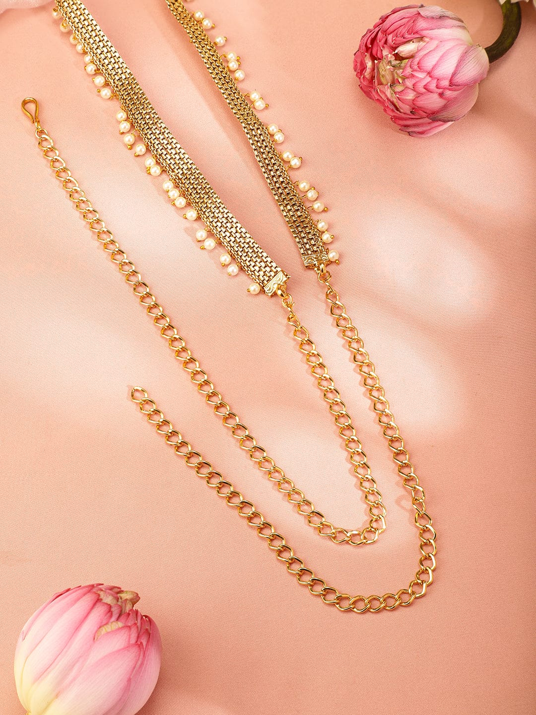 Rubans 22k Gold-Plated Pearl Beaded Handcrafted Traditional Kamarbandh Gold